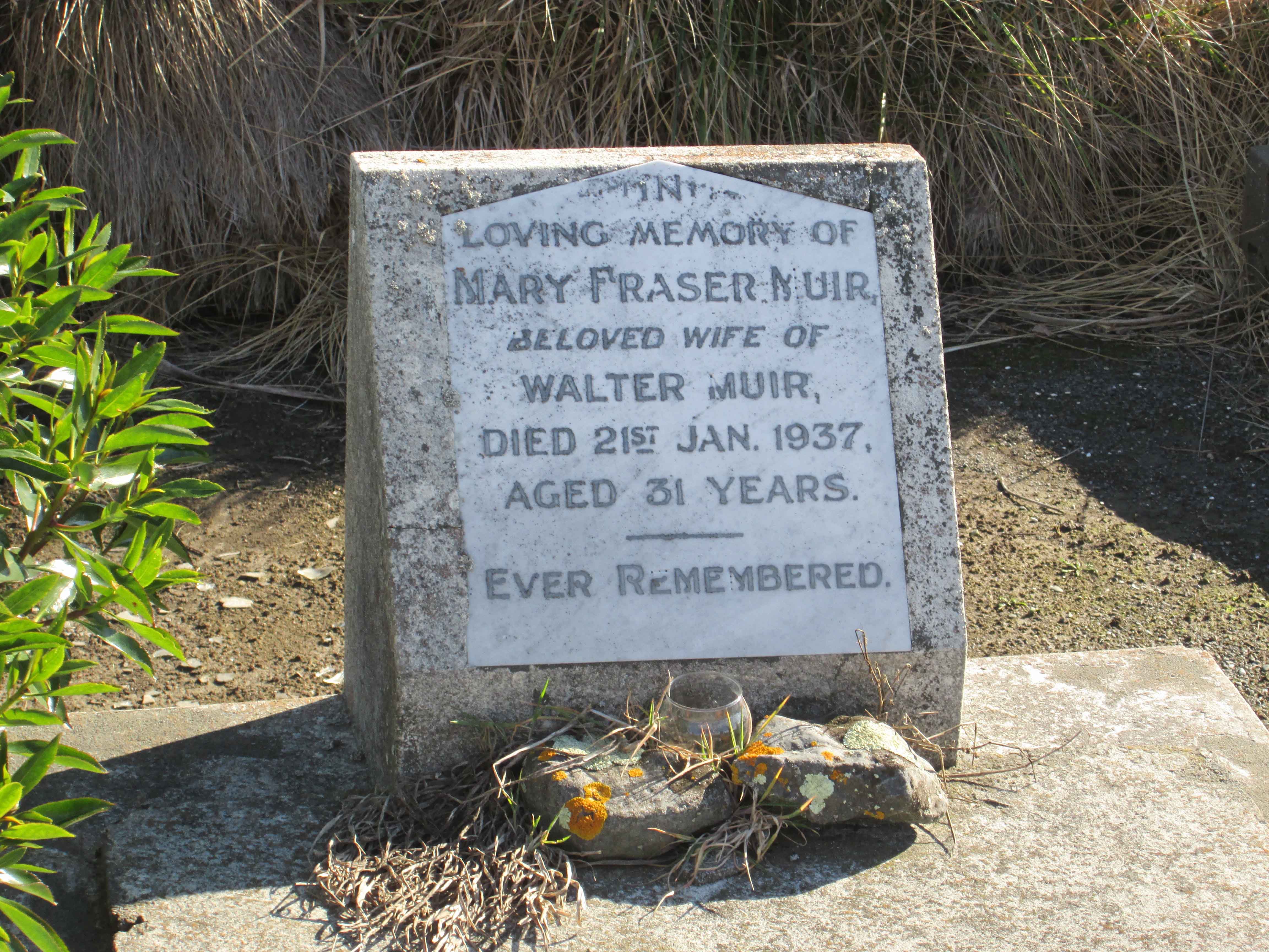 Photo of headstones/Mary Fraser Kerr died 1937 Kaikoura
